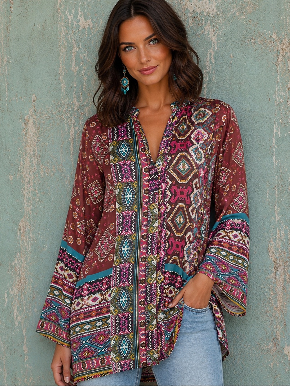 JOHNNY WAS  SILK EMILIA BLOUSE NWT (oversized)